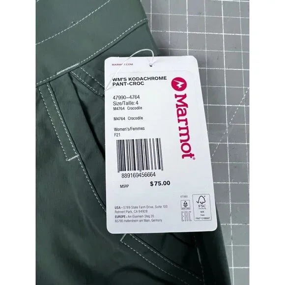 NEW Marmot Women's Kodachrome Pant Crocodile Size 4 Outdoor Stretch Hiking Pants - Picture 9 of 9